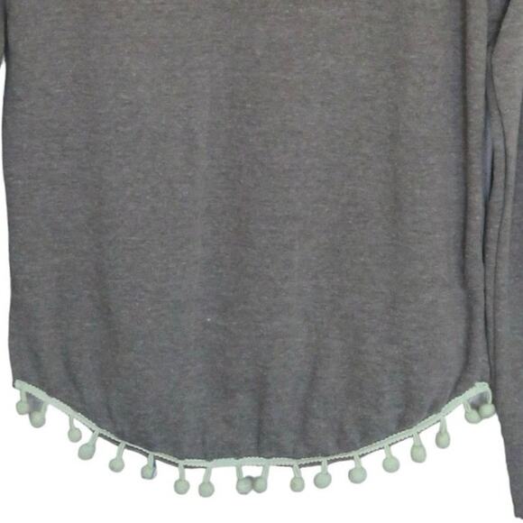 Ocean Drive Sweatshirt Lightweight Pom Hoodie Long Sleeve Pullover Small Grey - Picture 6 of 8